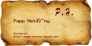 Papp Hetény névjegykártya